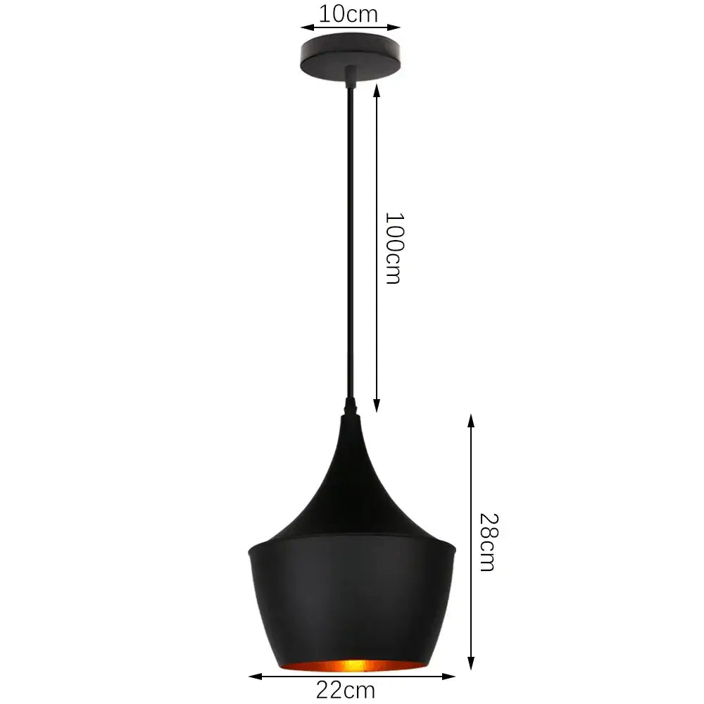 Industrial black matte aluminum pendant light kitchen wood accents