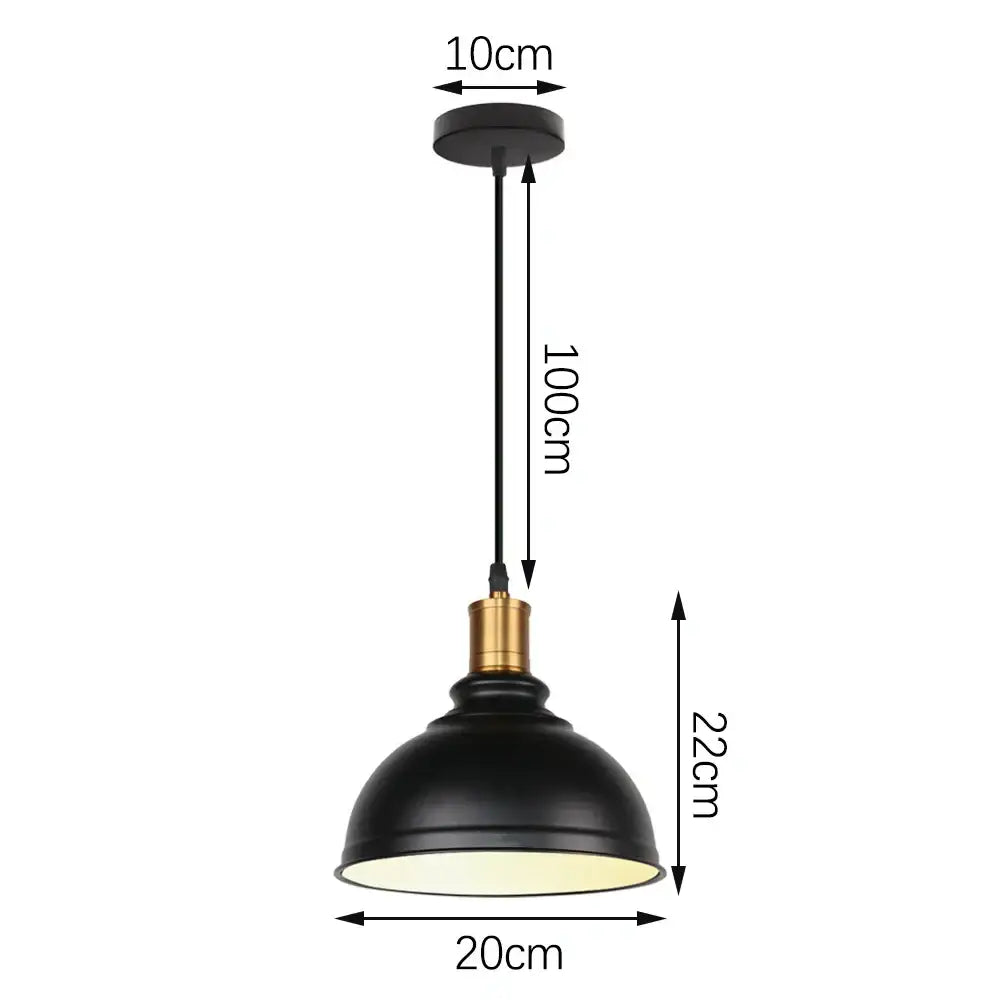 Industrial black matte aluminum pendant light kitchen wood accents