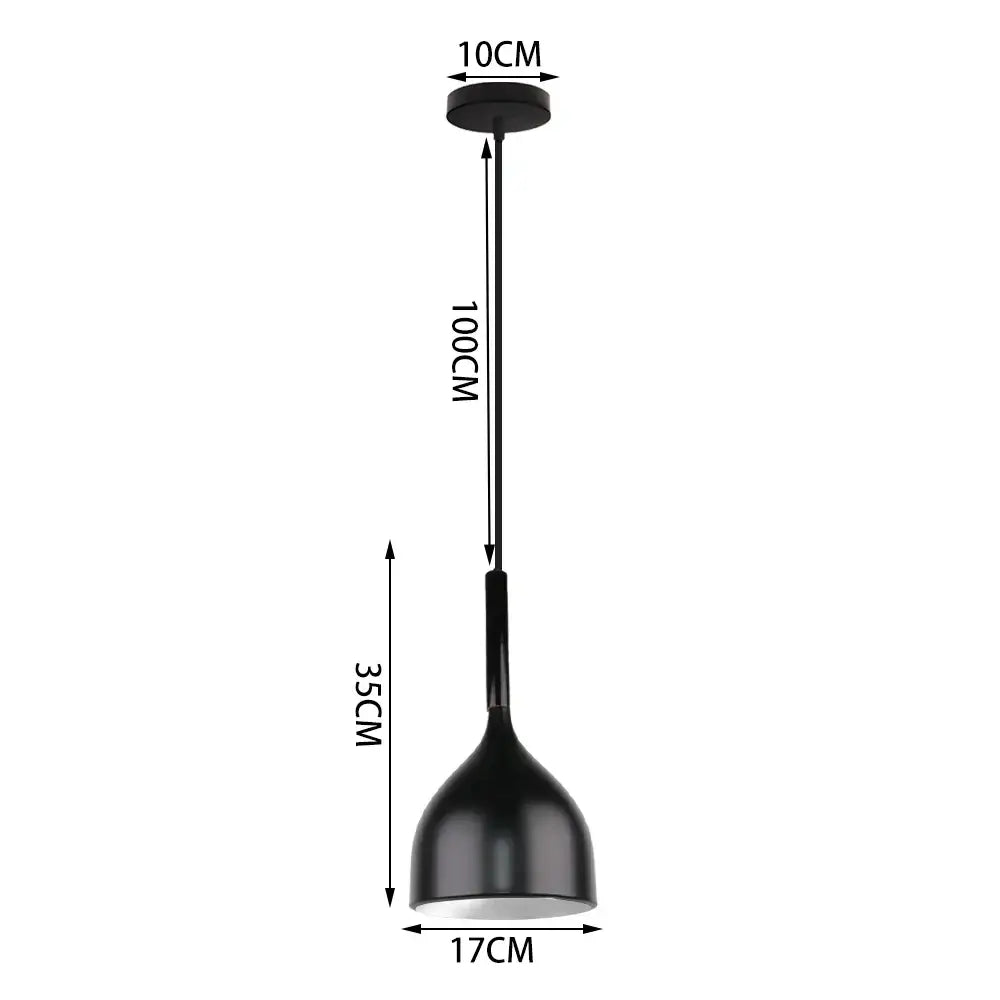 Industrial black matte aluminum pendant light kitchen wood accents
