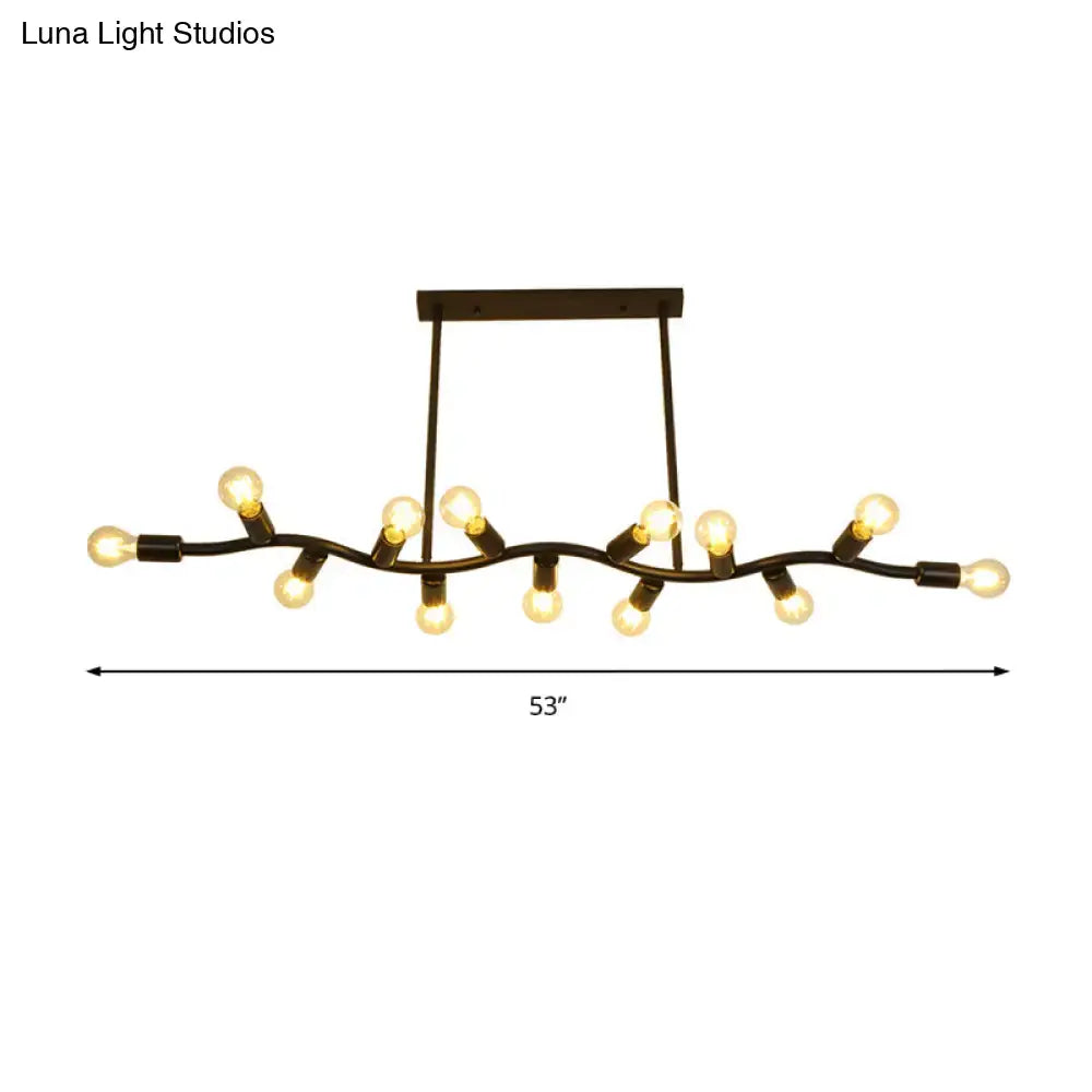 Industrial black metal 13-head hanging light kitchen fixture width