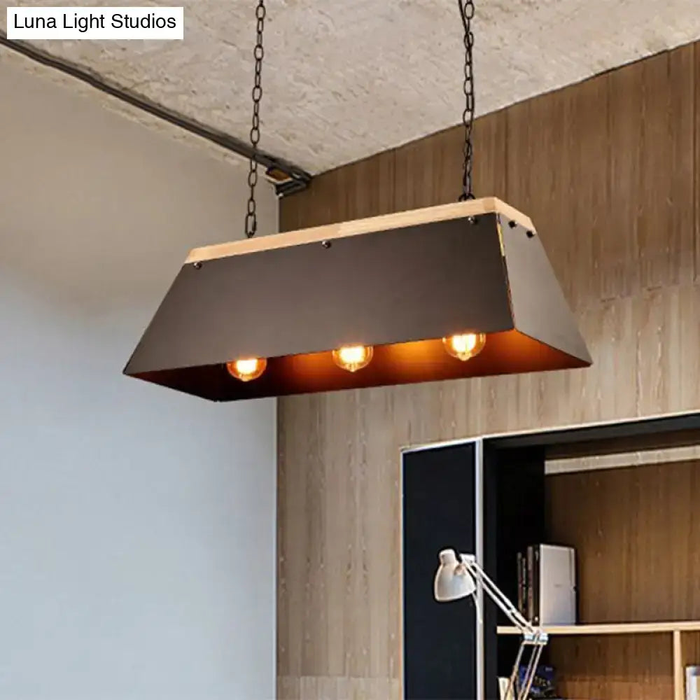 Industrial black metal and wood pendant lamp dining room island lights