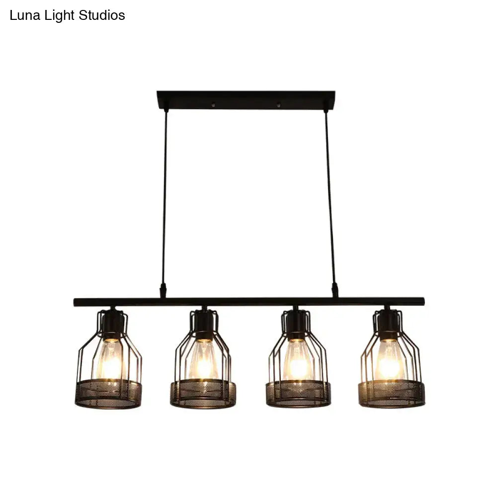 Industrial black metal bar chandelier bird cage kitchen island light