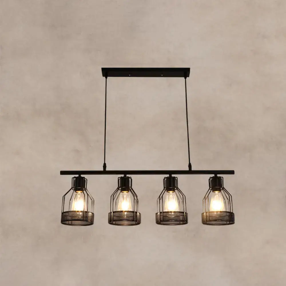 Industrial black metal bar chandelier bird cage kitchen island light