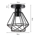 Industrial black metal cage ceiling light kitchen fixture