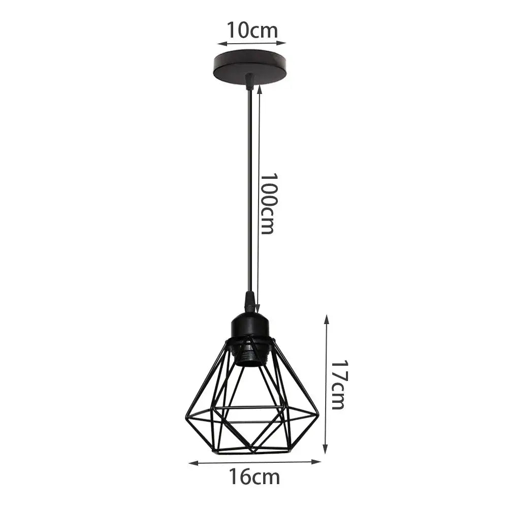 Industrial black metal cage mini pendant light dining room