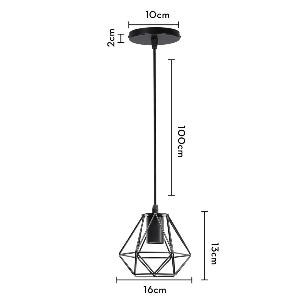 Industrial black metal cage mini pendant light dining room