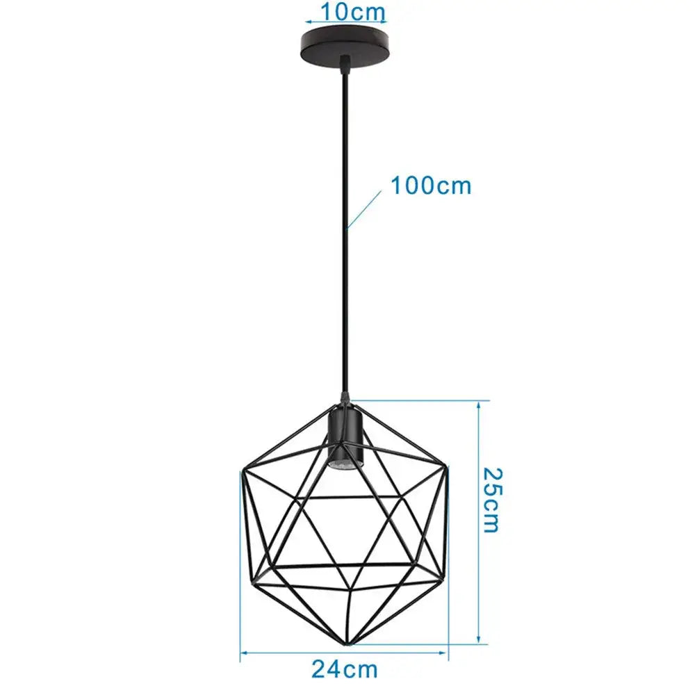 Industrial black metal cage mini pendant light dining room