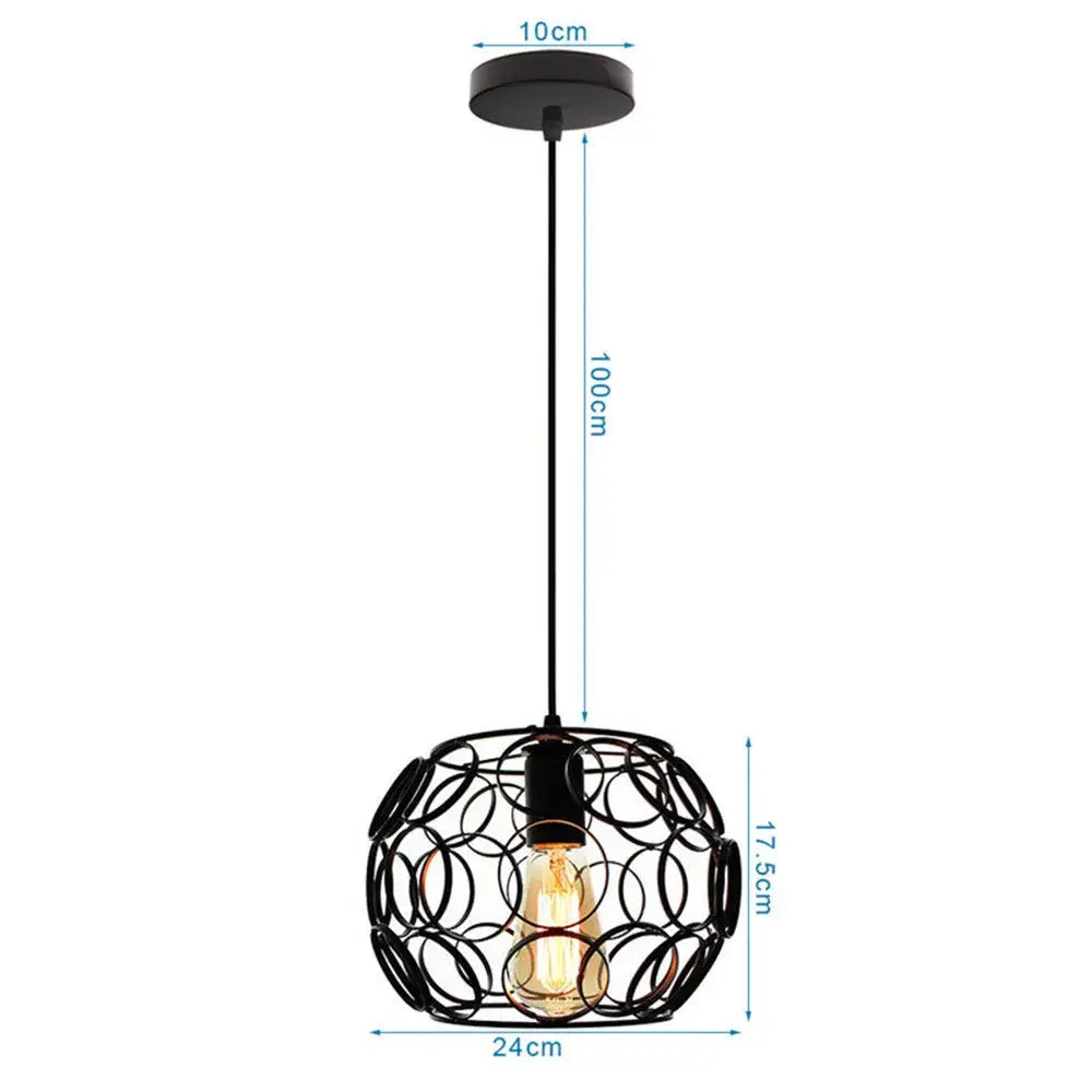 Industrial black metal cage mini pendant light dining room