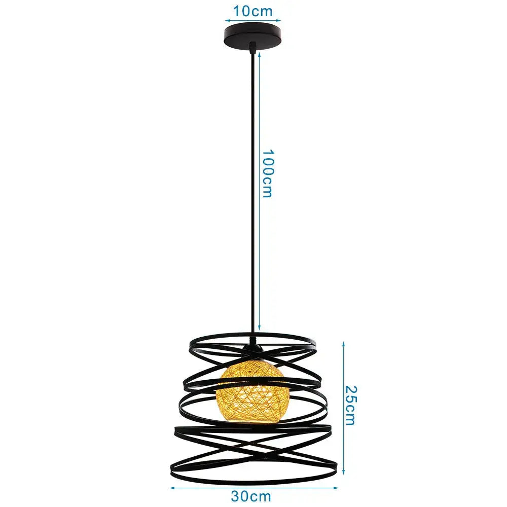 Industrial black metal cage mini pendant light dining room