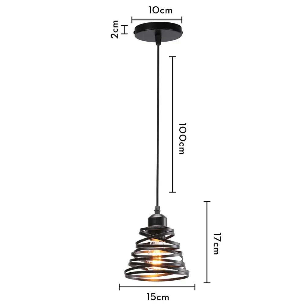 Industrial black metal cage mini pendant light dining room