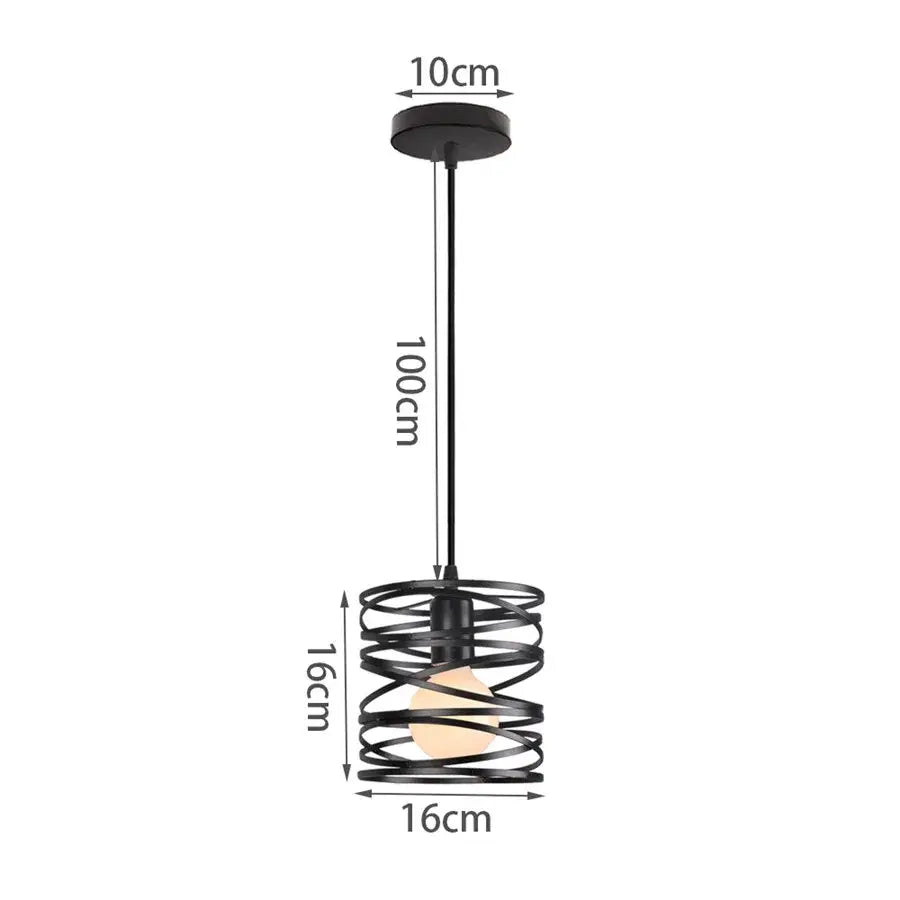 Industrial black metal cage mini pendant light dining room