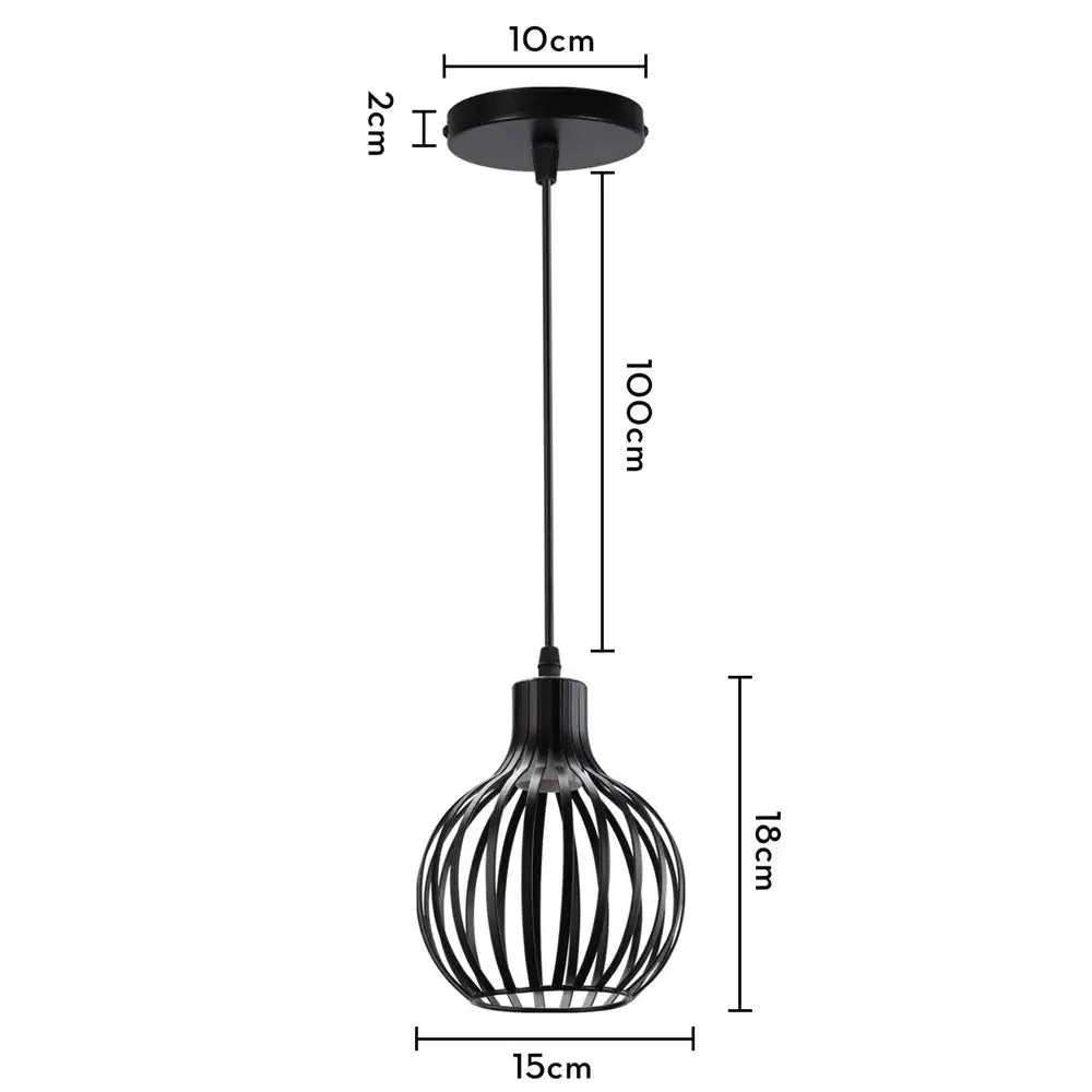 Industrial black metal cage mini pendant light dining room