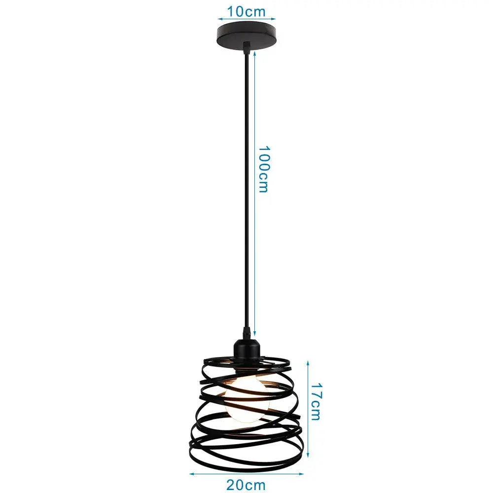 Industrial black metal cage mini pendant light dining room