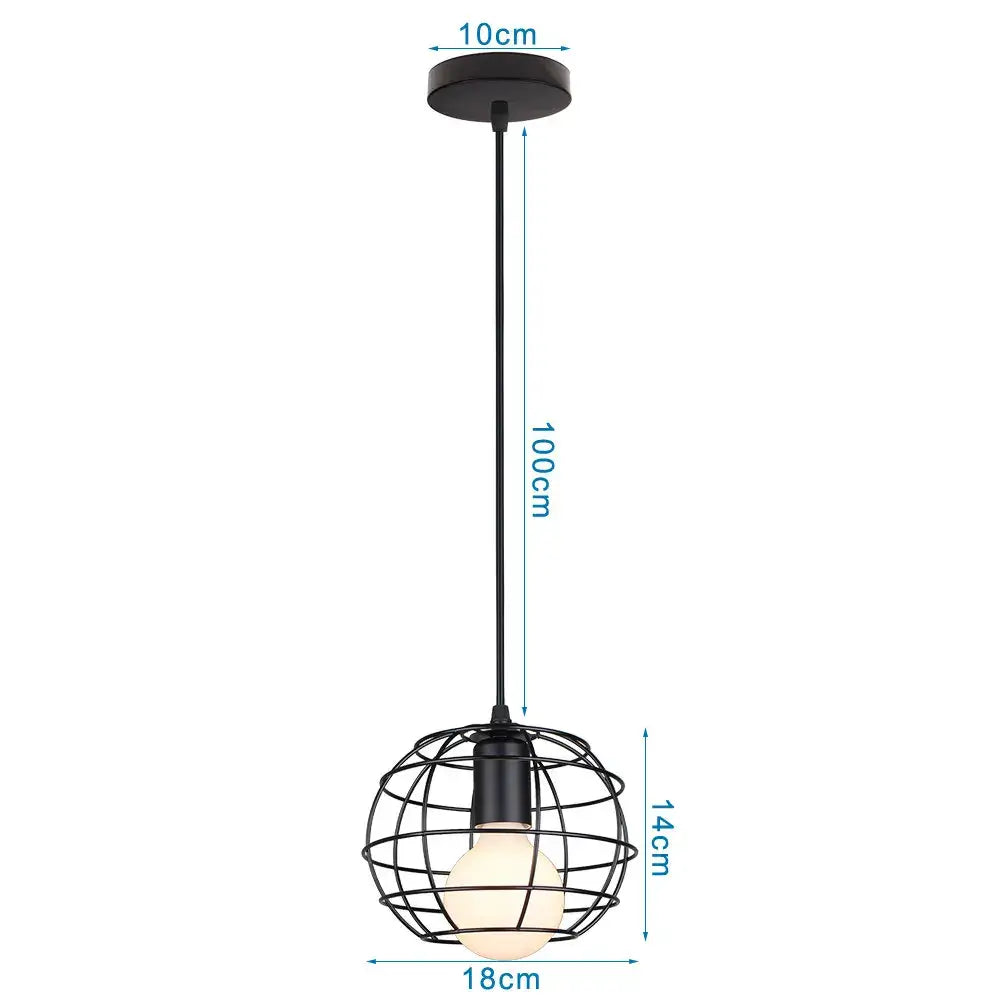 Industrial black metal cage pendant light kitchen decor
