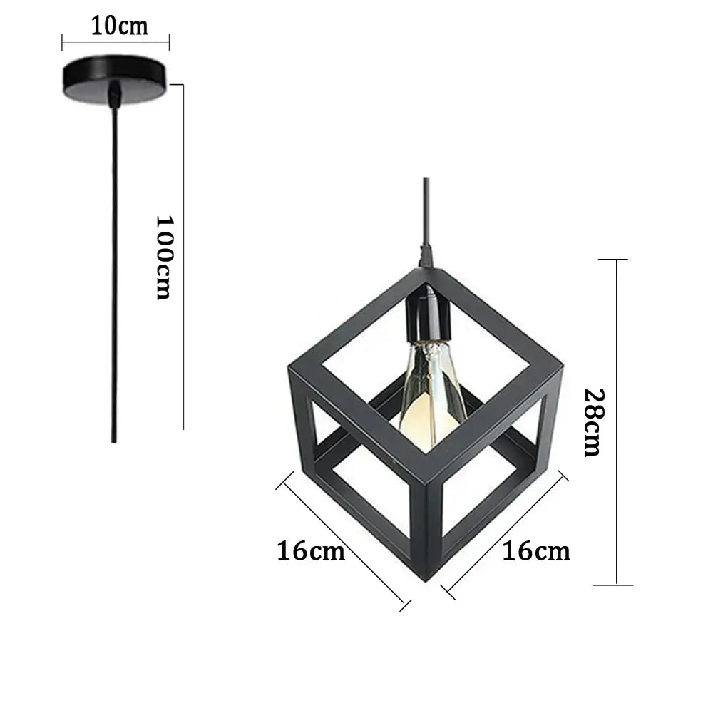 Industrial black metal cage pendant light kitchen decor