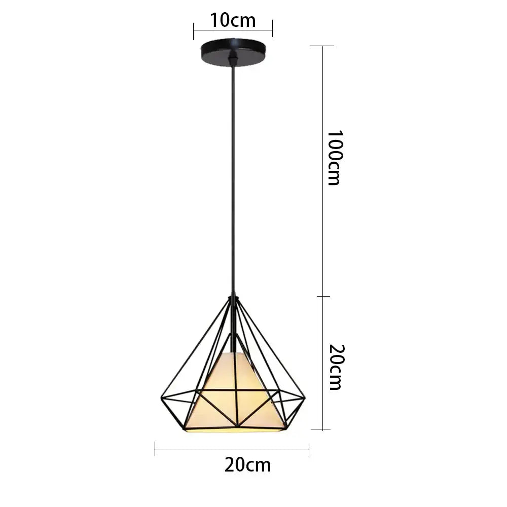 Industrial black metal cage pendant light kitchen decor