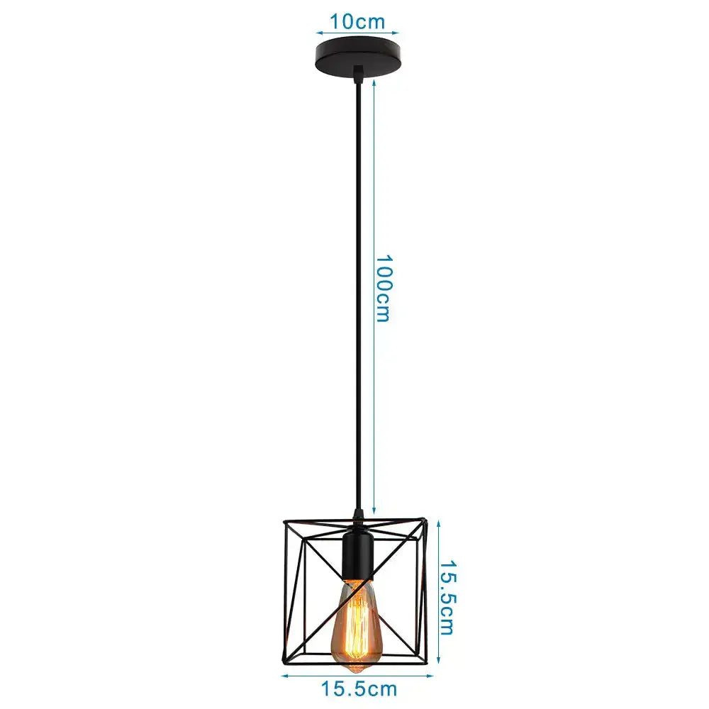 Industrial black metal cage pendant light kitchen decor