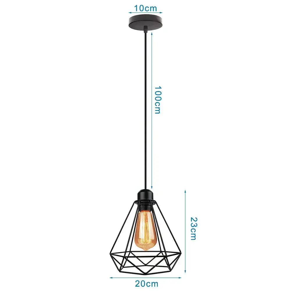 Industrial black metal cage pendant light kitchen decor