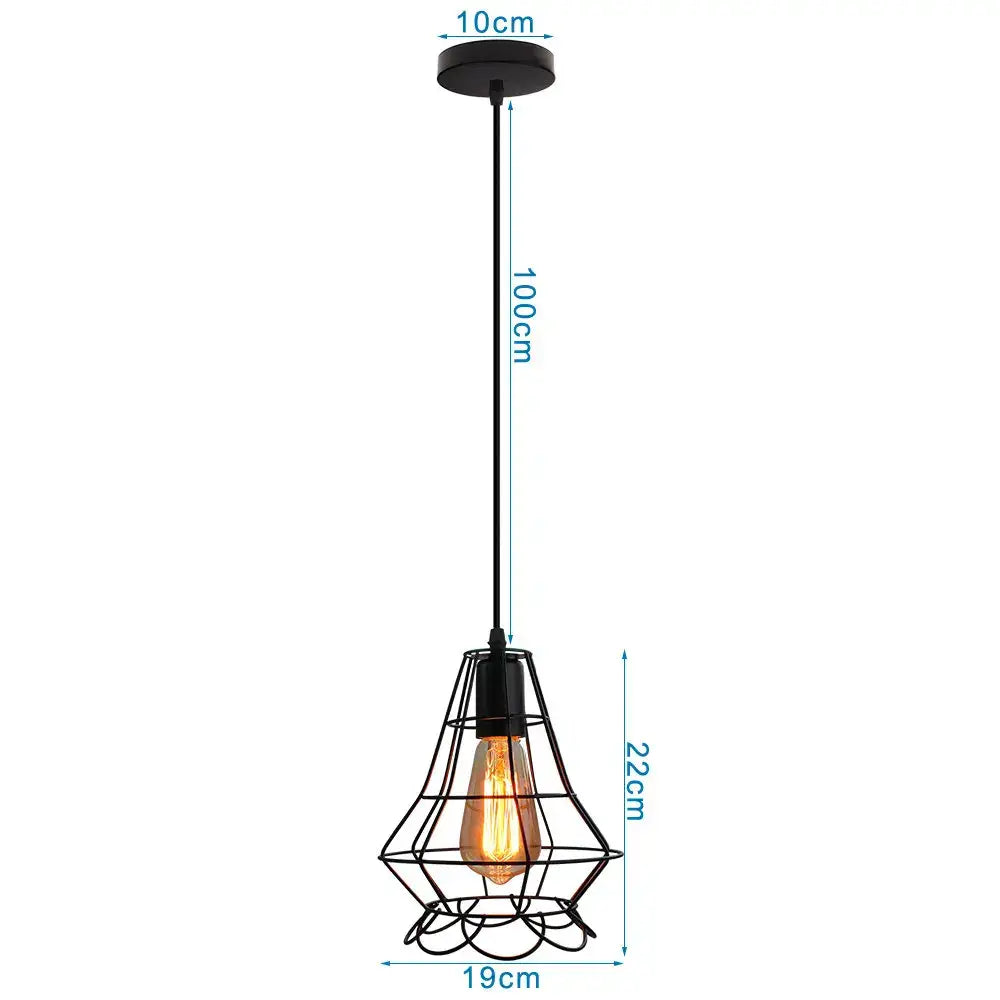Industrial black metal cage pendant light kitchen decor