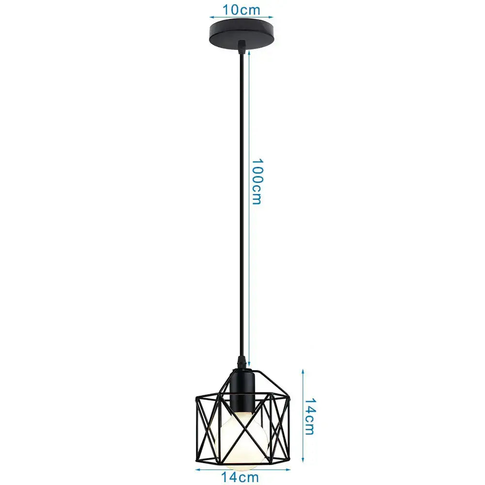 Industrial black metal cage pendant light kitchen decor