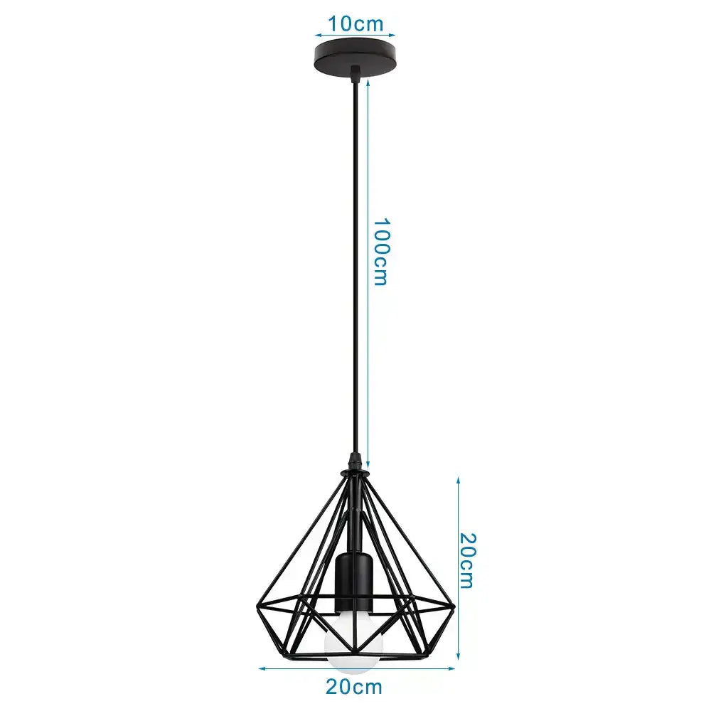 Industrial black metal cage pendant light kitchen decor