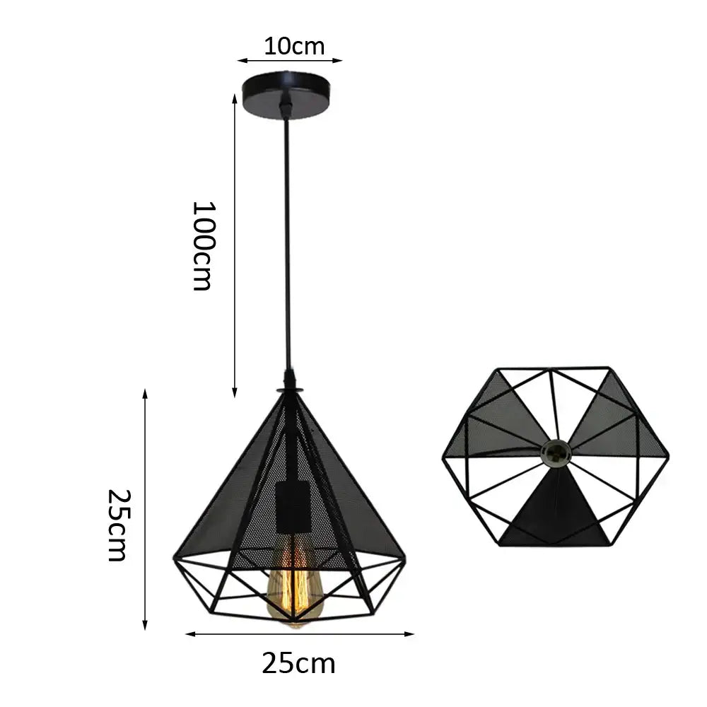 Industrial black metal cage pendant light kitchen decor