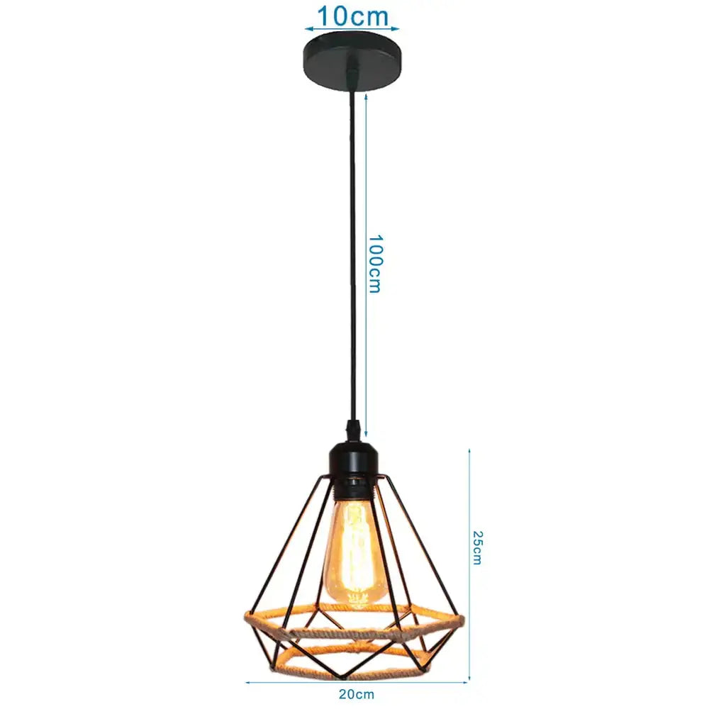 Industrial black metal cage pendant light kitchen decor