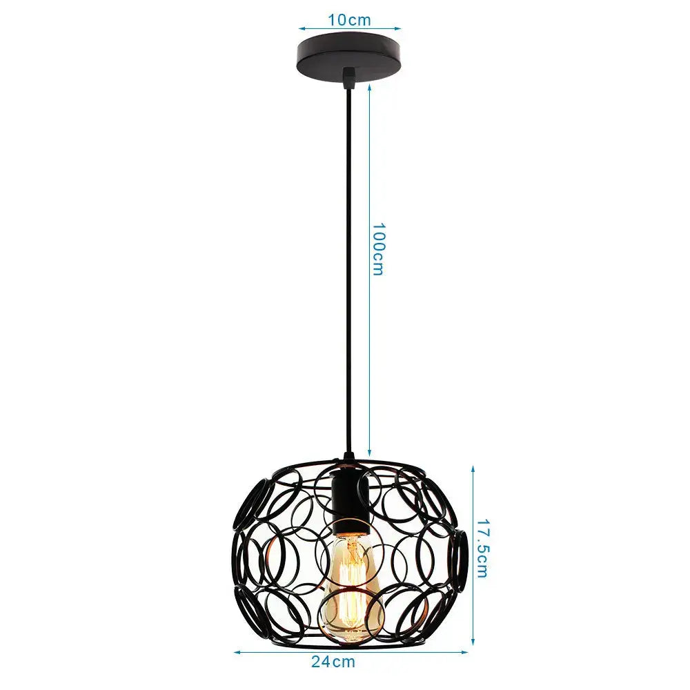 Industrial black metal cage pendant light kitchen decor