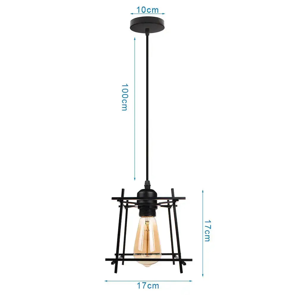 Industrial black metal cage pendant light kitchen decor
