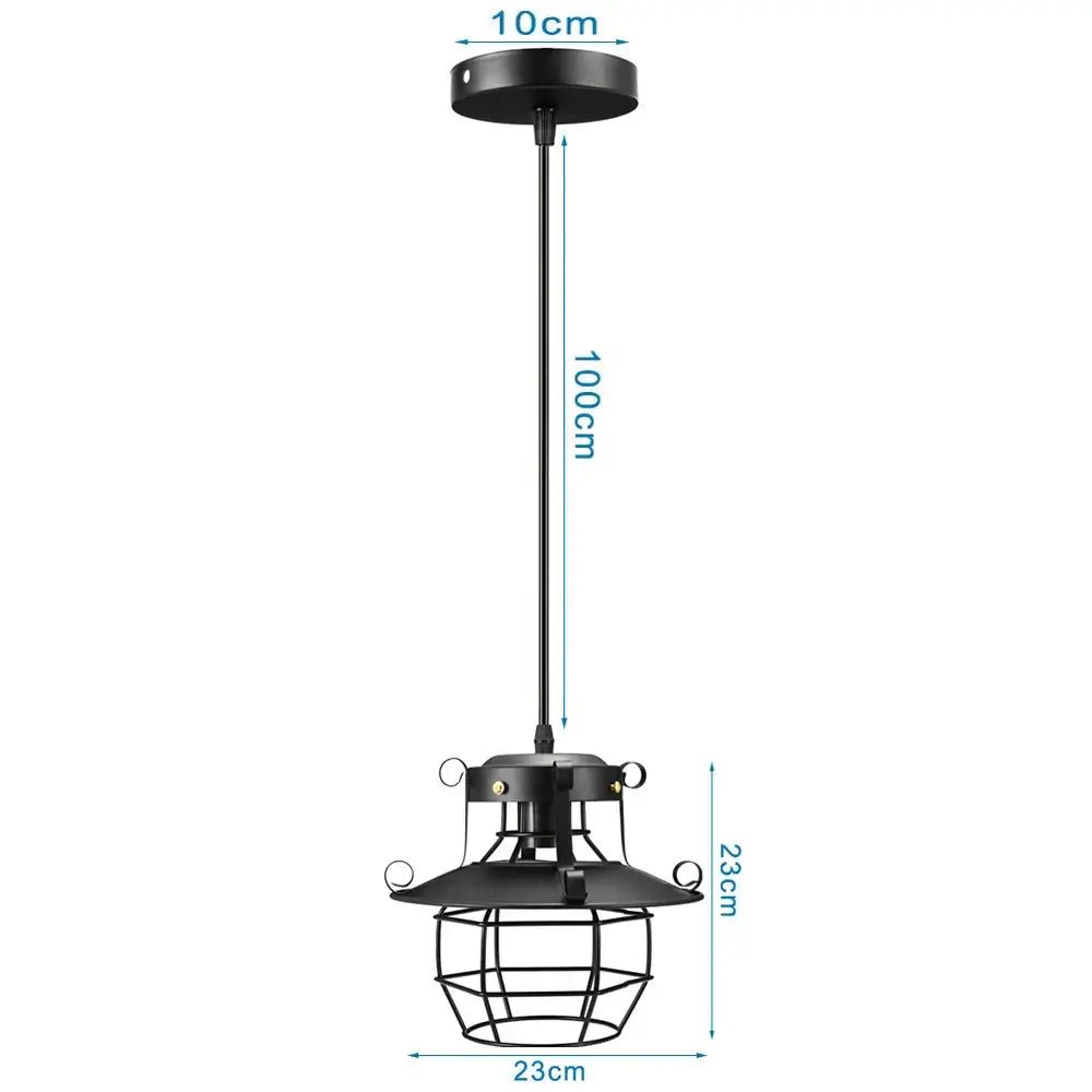 Industrial black metal cage pendant light kitchen decor