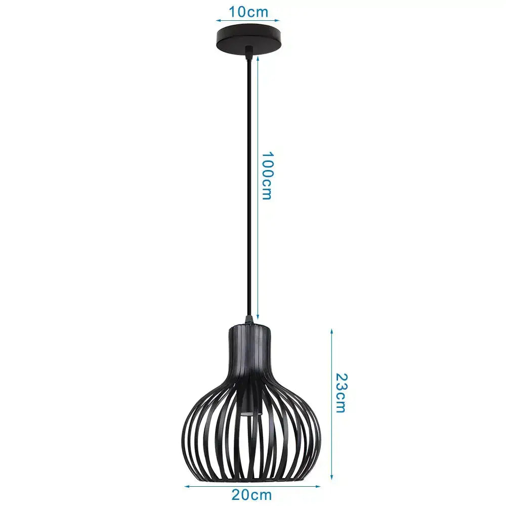 Industrial black metal cage pendant light kitchen decor