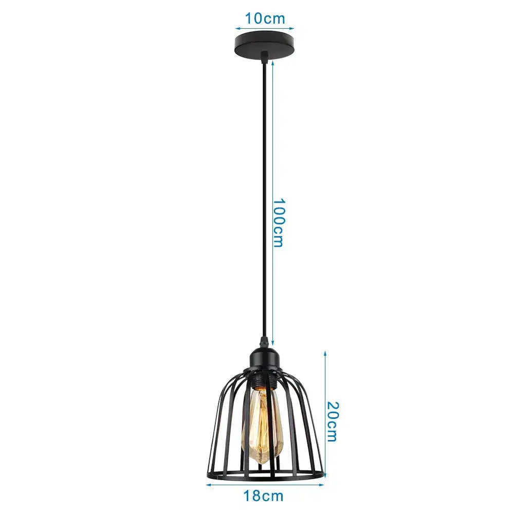 Industrial black metal cage pendant light kitchen decor