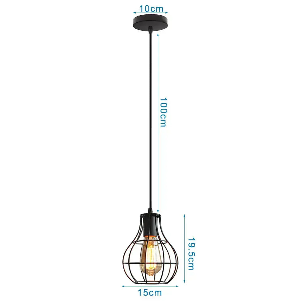 Industrial black metal cage pendant light kitchen decor