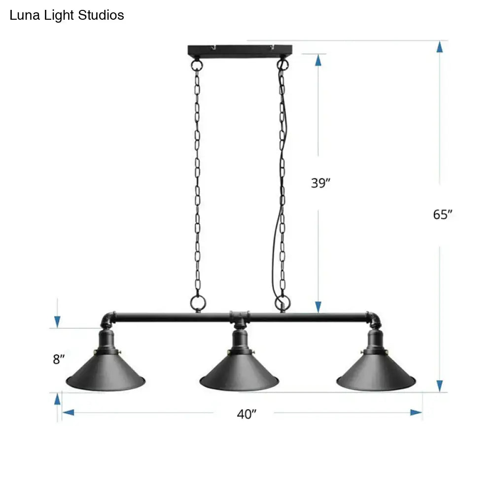 Industrial black metal conical hanging ceiling light dining room