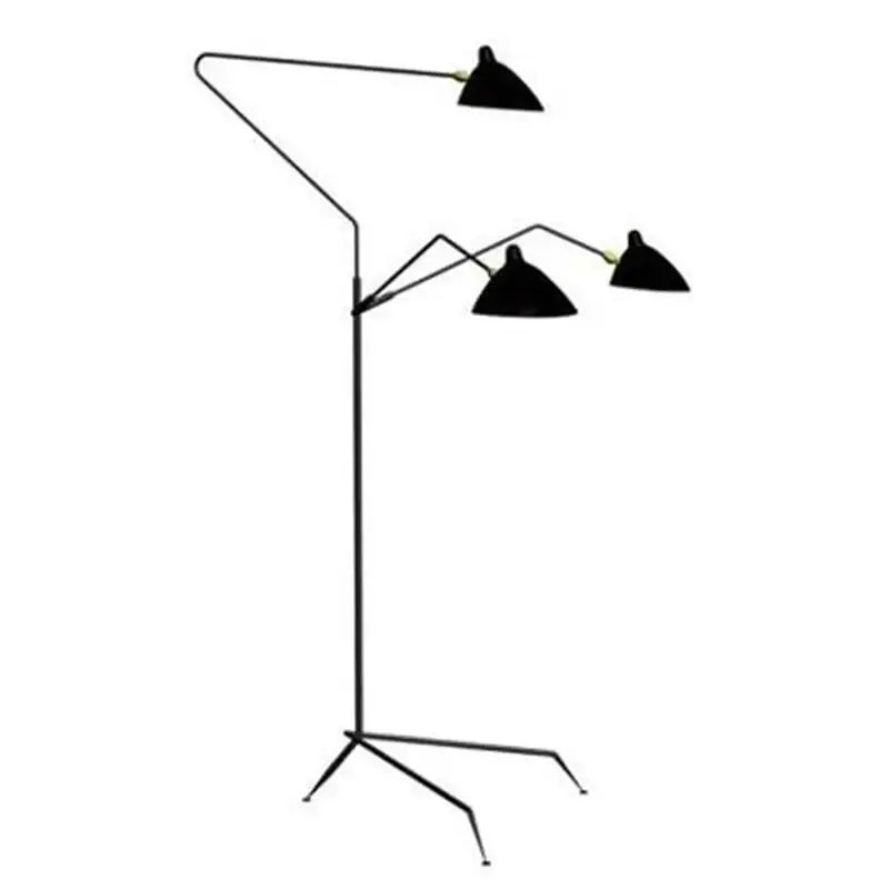 Industrial black metal floor lamp living room three light tripod