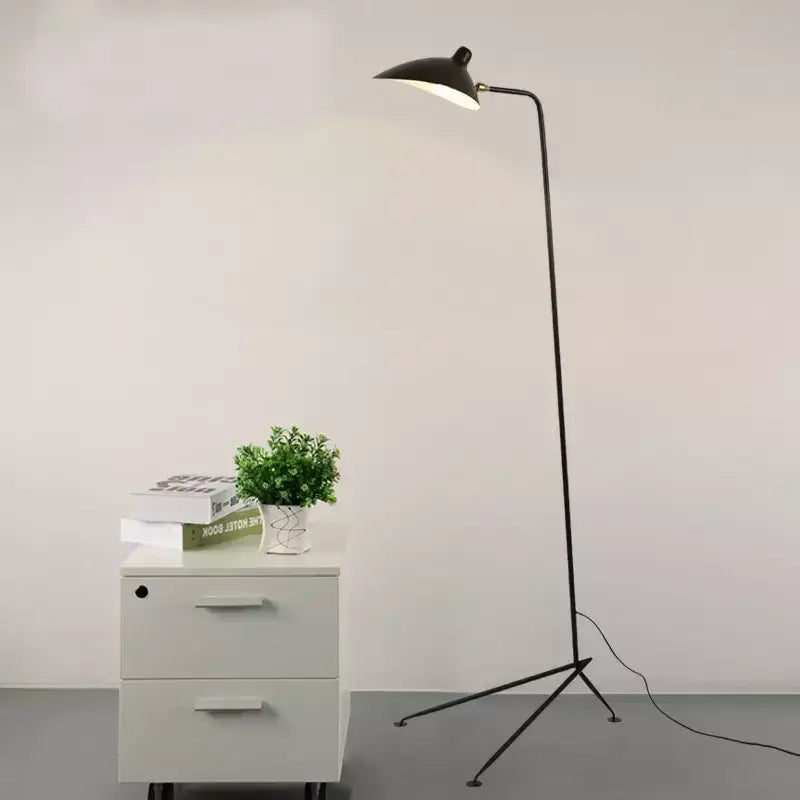 Industrial black metal floor lamp living room three light tripod