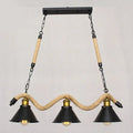 Industrial black metal island chandelier kitchen rope pendant light