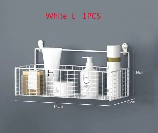 Industrial black metal two tier bathroom storage shelf – bathroom