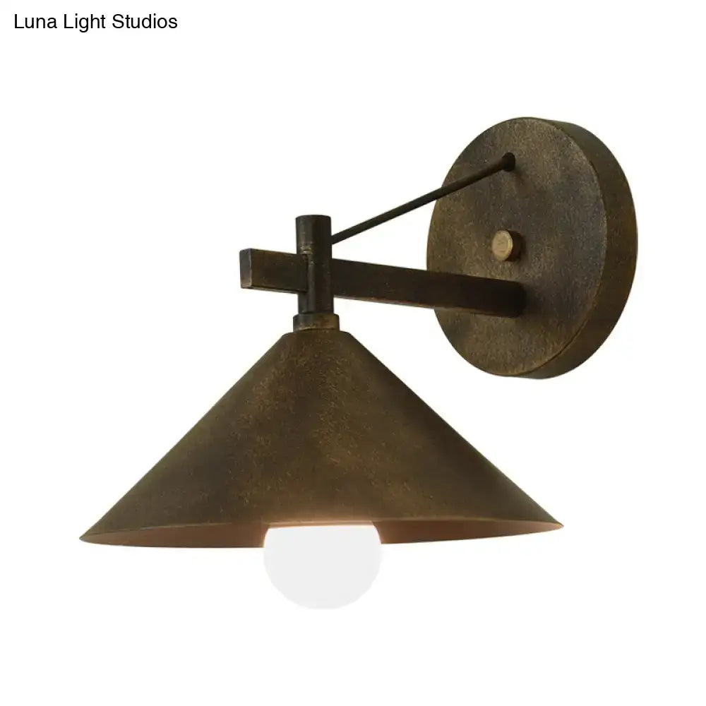 Industrial black metal wall hanging light – bedroom cone sconce