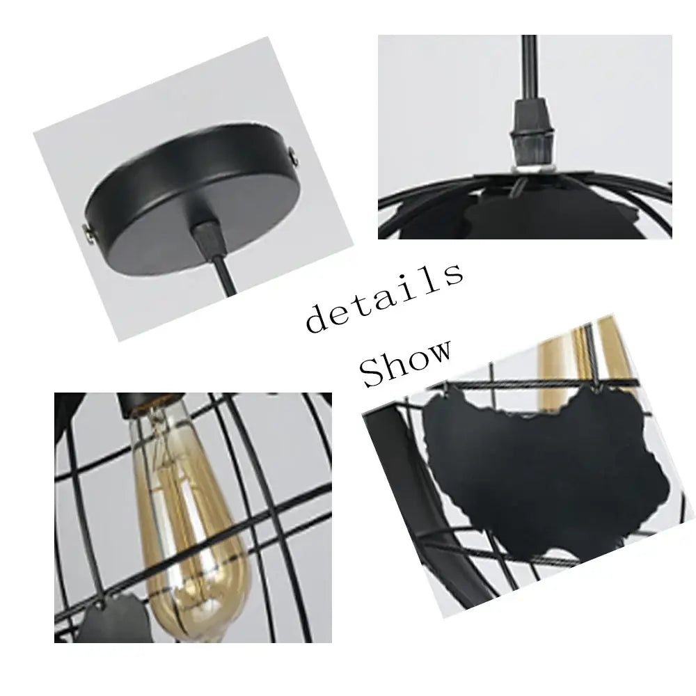 Industrial black metal world map pendant light for dining room