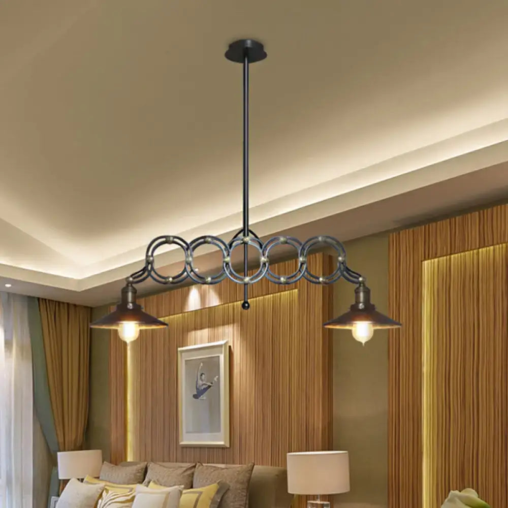 Industrial black metallic island saucer pendant ceiling light kitchen