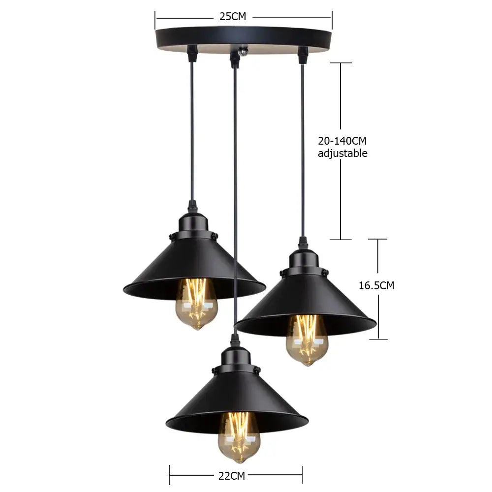 Industrial black pendant light with edison bulb for kitchen