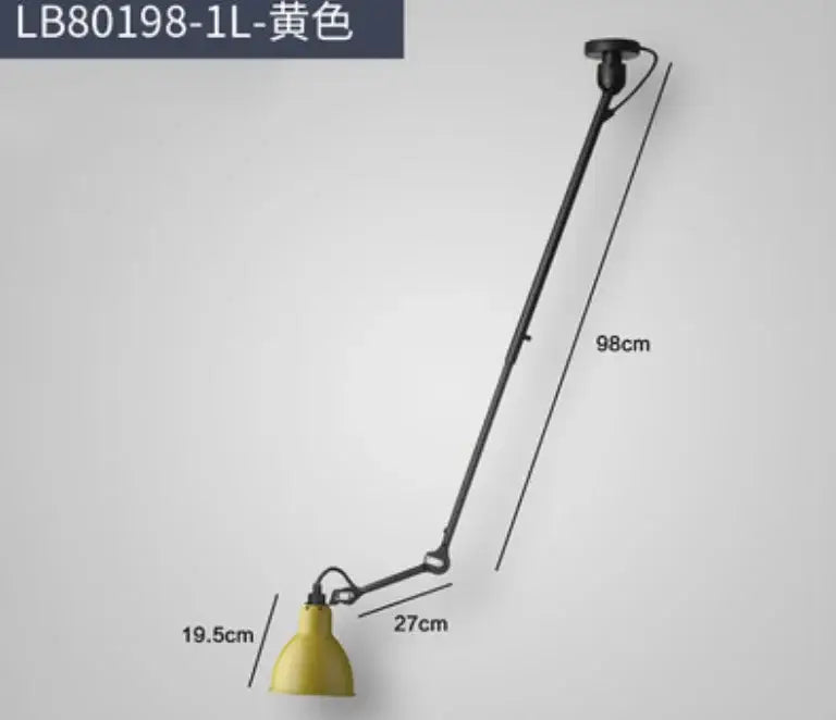 Industrial black & red swing arm wall lamp for bedroom
