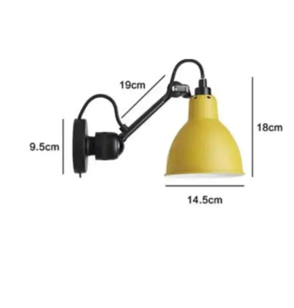 Industrial black & red swing arm wall lamp for bedroom