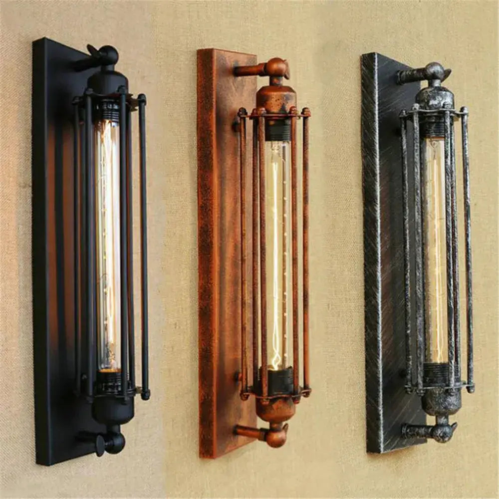 Industrial black rustic edison wall light kitchen metal sconce