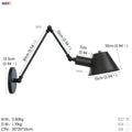 Industrial black single swing arm wall light bedroom sconce