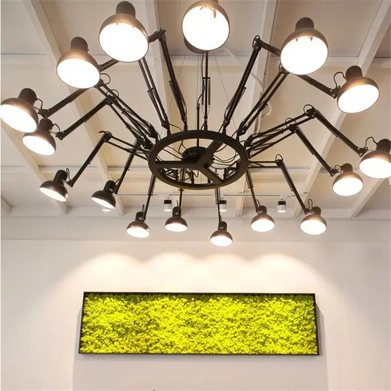 Industrial black spider iron chandelier living room pendant light
