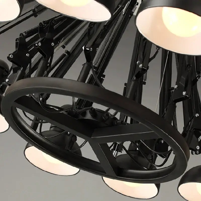 Industrial black spider iron chandelier living room pendant light