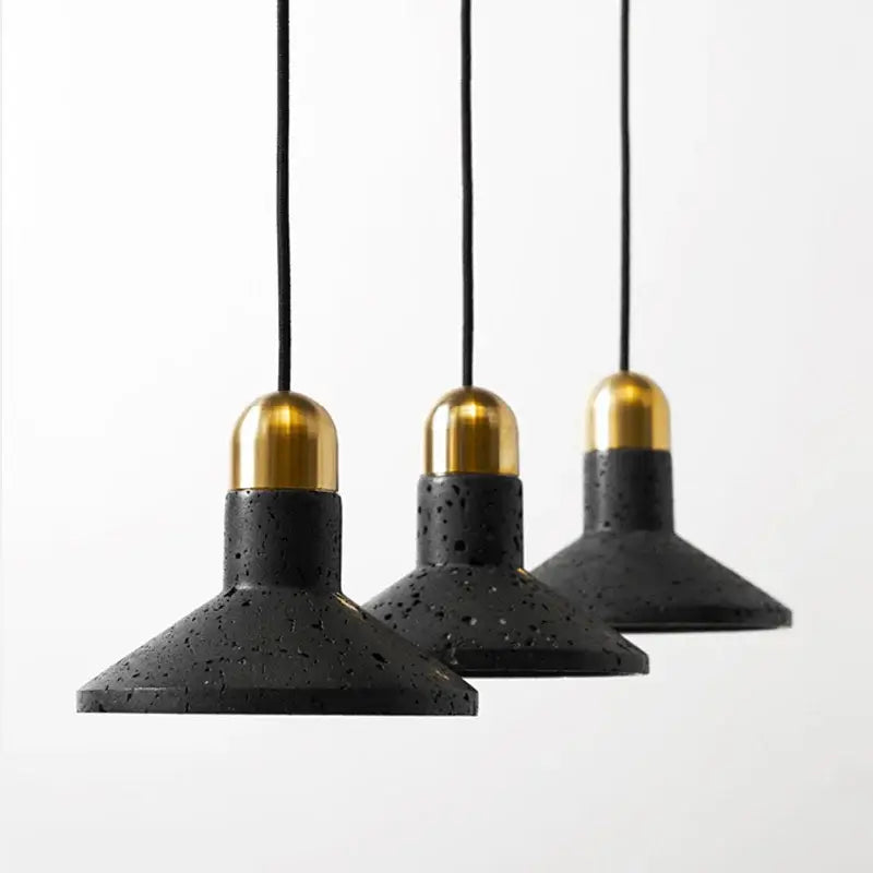 Industrial black travertine cement pendant light kitchen hat light