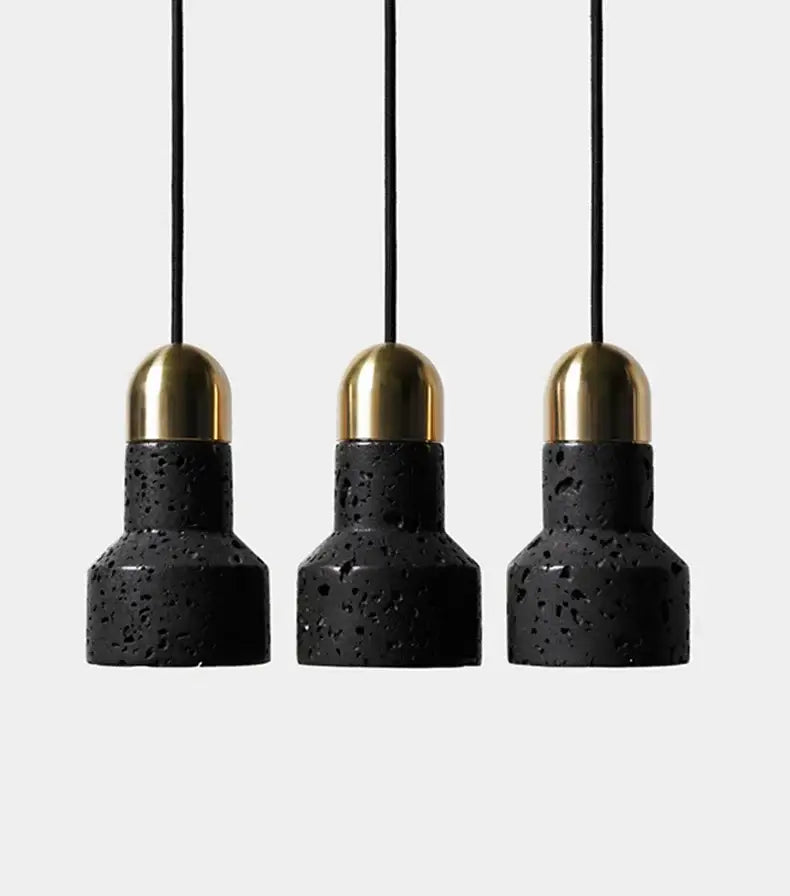 Industrial black travertine cement pendant light kitchen hat light